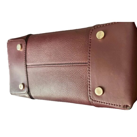 Vintage MICHAEL KORS Mercer Gallery Burgundy Oxyblood Leather Zip Tote Bag - Picture 6 of 16